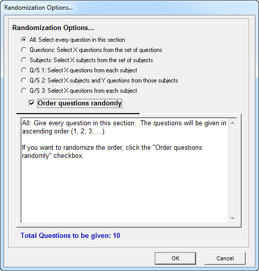 Randomization settings