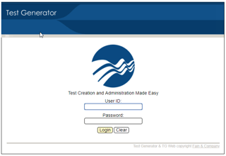 web tester login screen